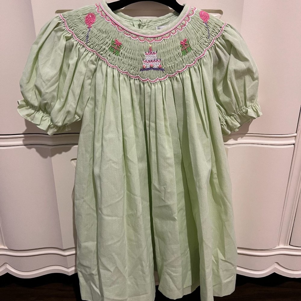 Petit Ami 12M Green Birthday Smock Dress